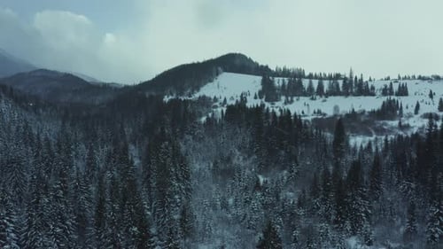 Aerial Beautiful Winter Mountain Landscape