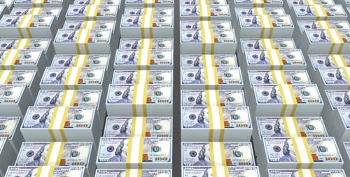 Endless Stacks of US 100 Dollar Bills Animation