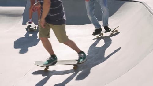 People Skateboarding at an Urban Skate Park