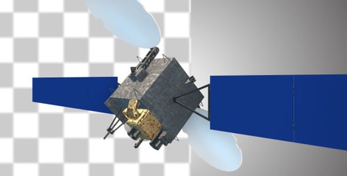 3D Satellite Rotating Animation on Transparent Background