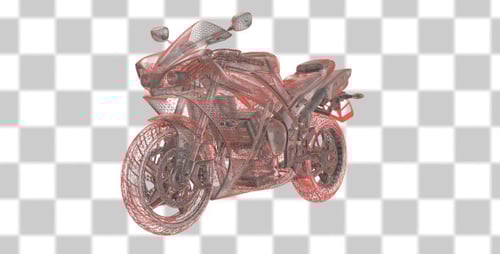 Futuristic 3D Wireframe Motorcycle Model Rotating Animation