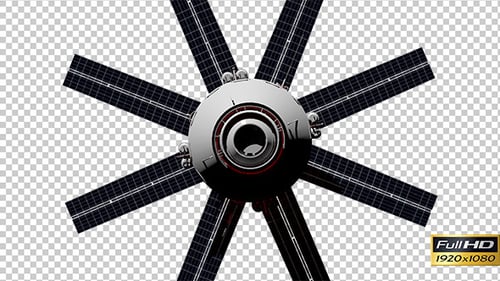 Rotating 3D Satellite with Solar Panels Alpha Channel