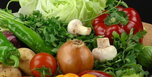 Variety of Fresh Vegetables on Wooden Surface