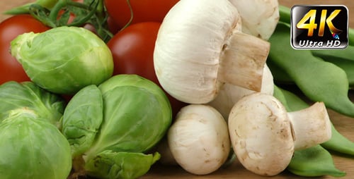 Fresh Vegetables on Wooden Surface, Close Up