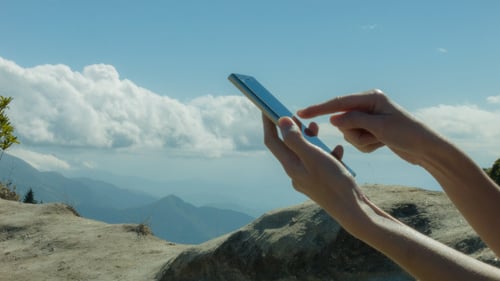 Touch Screen Smartphone On Mountain