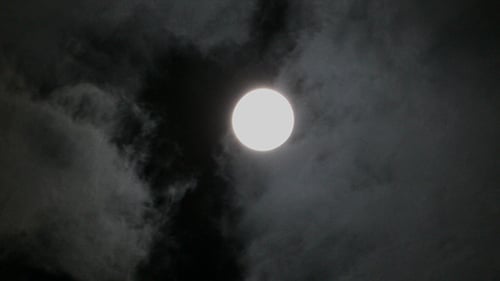 Night Full Moon with Moving Clouds