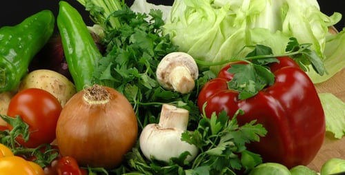 Close Up of Fresh Vegetables on Wooden Surface