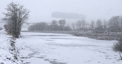 Winterlandschaft mit Schneefall bedeckt
