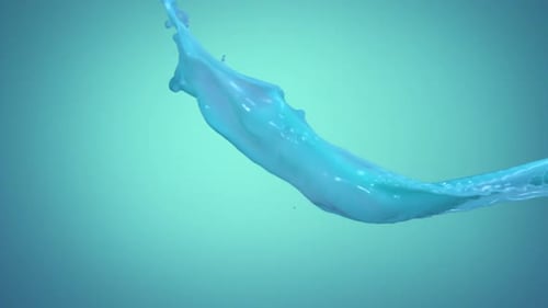 Light Blue Liquid Arcing Across Screen