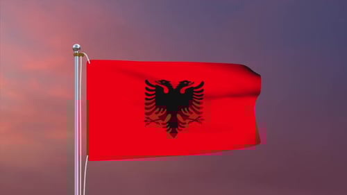 Realistic 3D Waving Flag of Albania