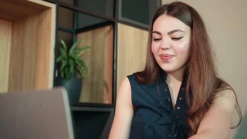 Young Woman Video Conferencing On Laptop Indoors