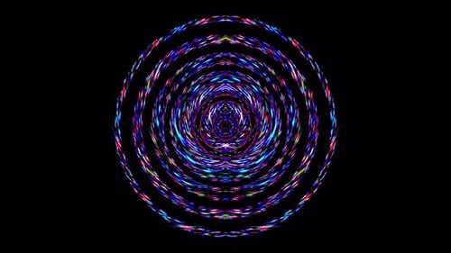 animierte runde Form mehrfarbiger blinkender Lichter auf schwarzem Hintergrund