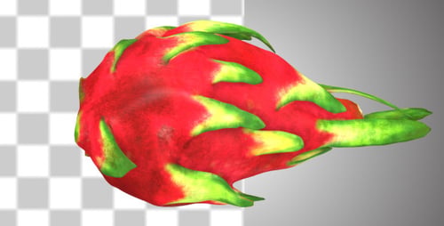 Seamlessly Looping 3D Rotating Dragon Fruit with Alpha Channel