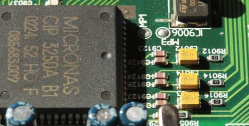 Intricate Circuit Board Close-Up Showing Electronic Components