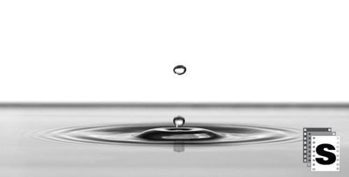 Water Droplet Creates Ripples in Monochrome