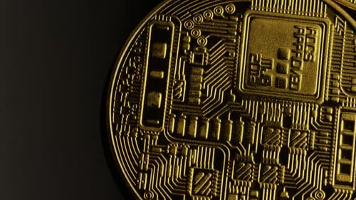 Rotierende Aufnahme von Bitcoins