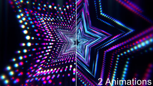 Vibrant Neon Star Tunnel Animations Loop Background