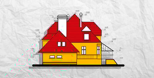 Animated Line Drawing of a House Design Blueprint