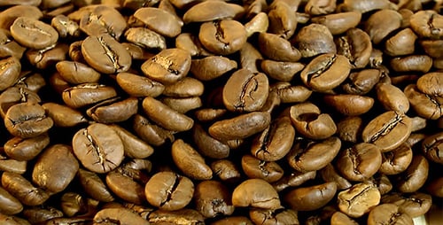 Pile of Roasted Coffee Beans Close Up