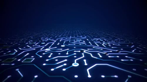 Voyage sans fin sur la boucle de fond de plancher de circuit imprimé bleu profond