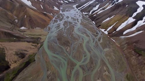 Drone Aerial Footage of Landmannalaugar Landscape in Iceland Highlands