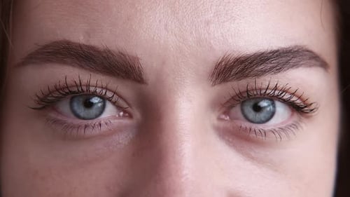 Ophthalmology Check Female Blue Eyes Macro View