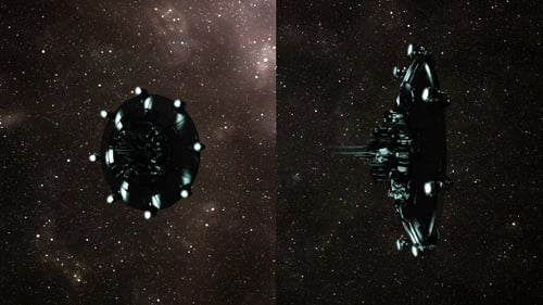 3D Spinning Spacecraft in Galactic Nebula