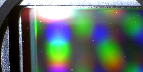 Macro View of Camera Sensor with Rainbow Light