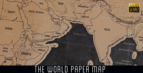 Vintage World Map Featuring the Middle East and Asia