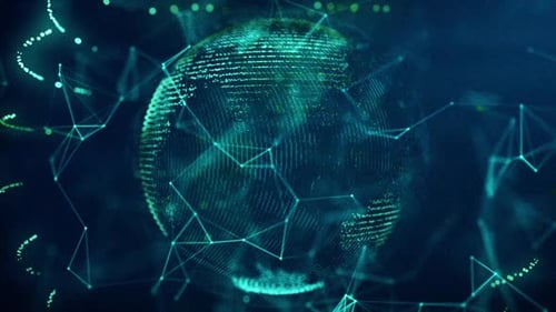 Cyber Earth Hed Up Displays Hologram With Plexus Network Connection lines