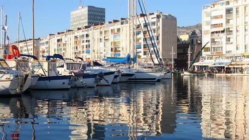 Timelapse Of Boats And Yachts Moored In The Picturesque Harbour Of Toulon,France 3