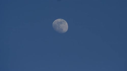 Daytime Moon in Blue Sky