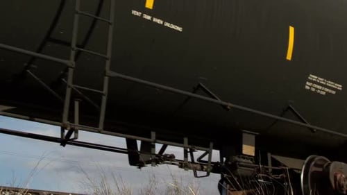 A Very Long Cargo Train Passing In America