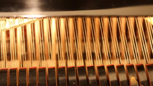 Inside a Piano Mechanism Close Up