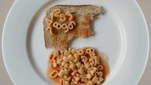 Number Pasta With Toast On Plate