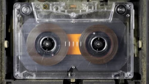 Rotating Cassette Tape Playing in a Player