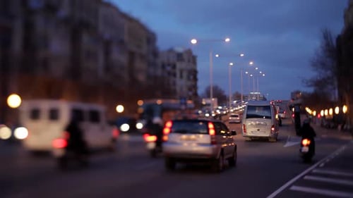 Evening Traffic Shot From A Bridge In Barcelona Spain 3