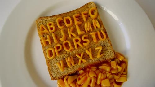 Alphabet Pasta Spells Out ABCs on Toast