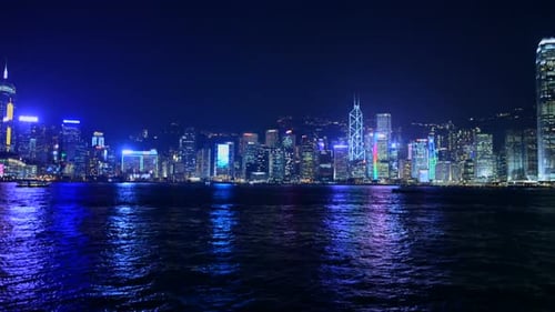 Porto de Vitória/Horizonte de Hong Kong à noite - Hong Kong China 1