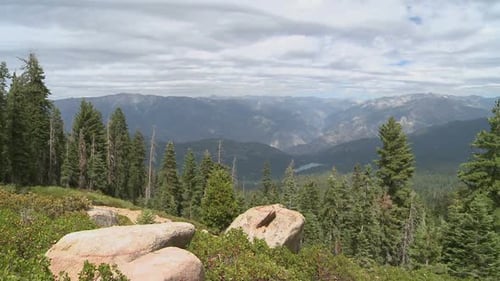 Expansive Mountain Range with Lush Green Trees