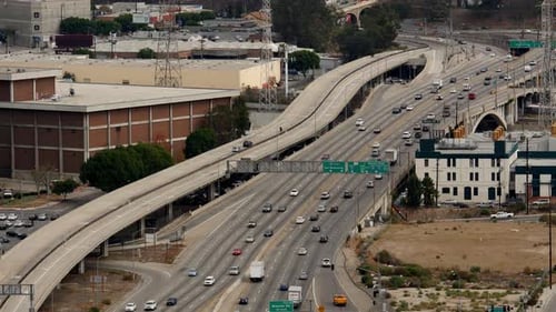 Traffic On Busy Freeway In Downtown Los Angeles California 1