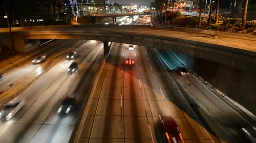 Traffic In Downtown Los Angeles At Night 6
