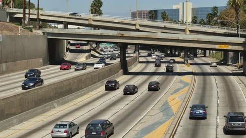 Traffic On Busy 10 Freeway In Downtown Los Angeles California 2