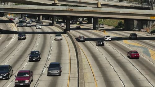 View Of Traffic On Busy 10 Freeway In Downtown Los Angeles 2