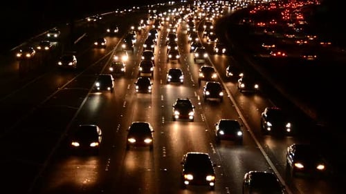 Evening Rush Hour Traffic On Busy Freeway In Los Angeles 6
