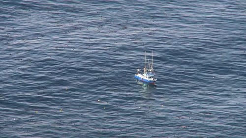 Boat In The Water Off Big Sur - California Coast