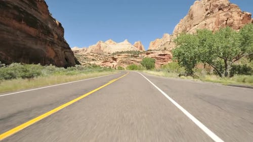 Scenic Road Trip Through Desert Canyon
