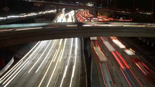 Verkehr auf stark befahrenen Autobahnen 10 in der Innenstadt von Los Angeles, Kalifornien 1
