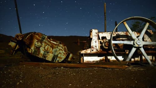 Time Lapse Pan Of Abandon Mine At Night 11