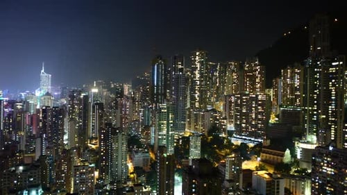 Zeitraffer-Pan der Skyline von Hongkong bei Nacht - Hong Kong China 3
